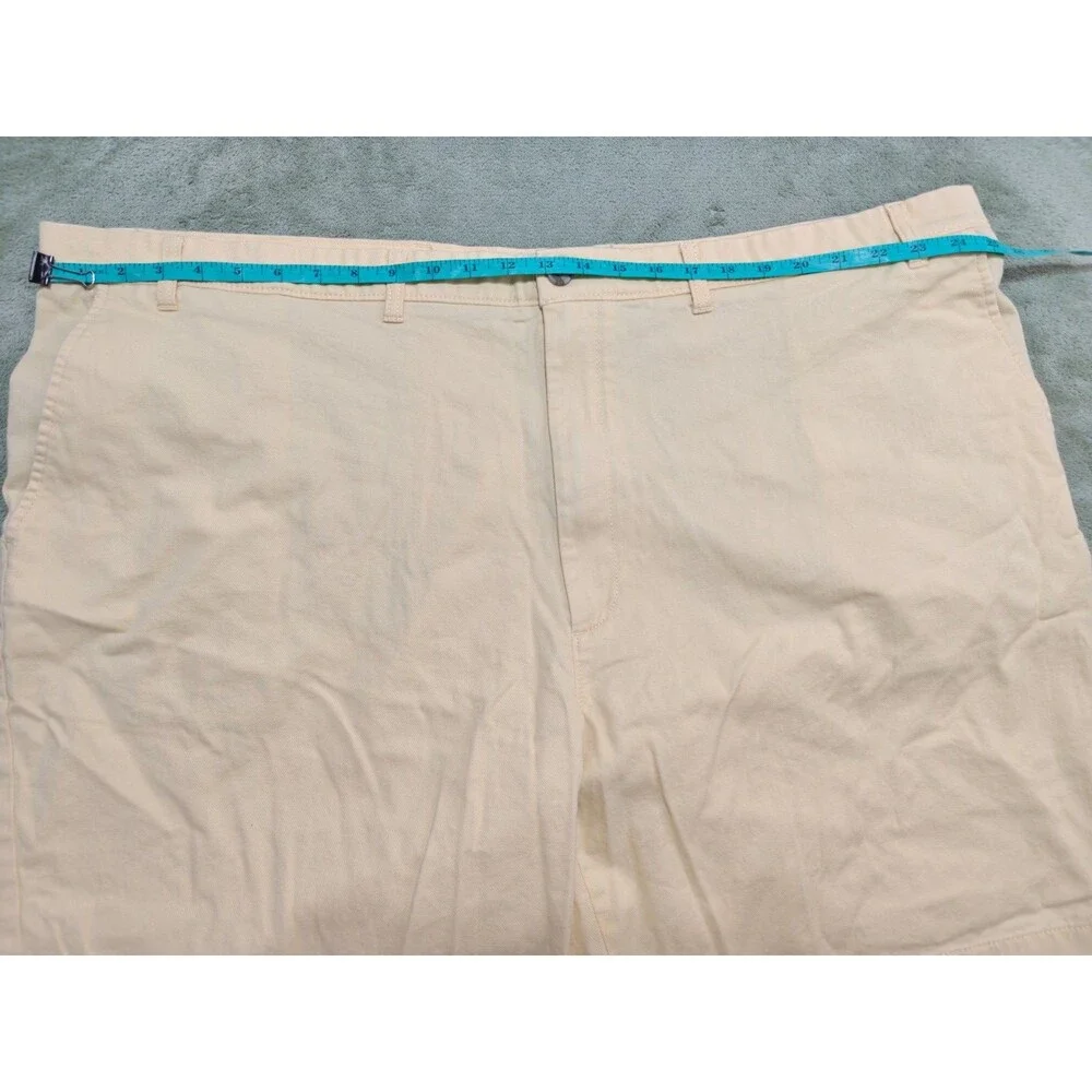 Roundtree & Yorke Mens Sz 50 Chino Shorts Light Yellow Stretch Flat Front Casual
